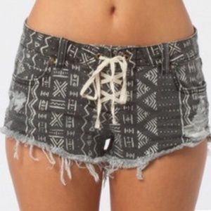 Billabong Lace Up Light Hearted Jean Shorts